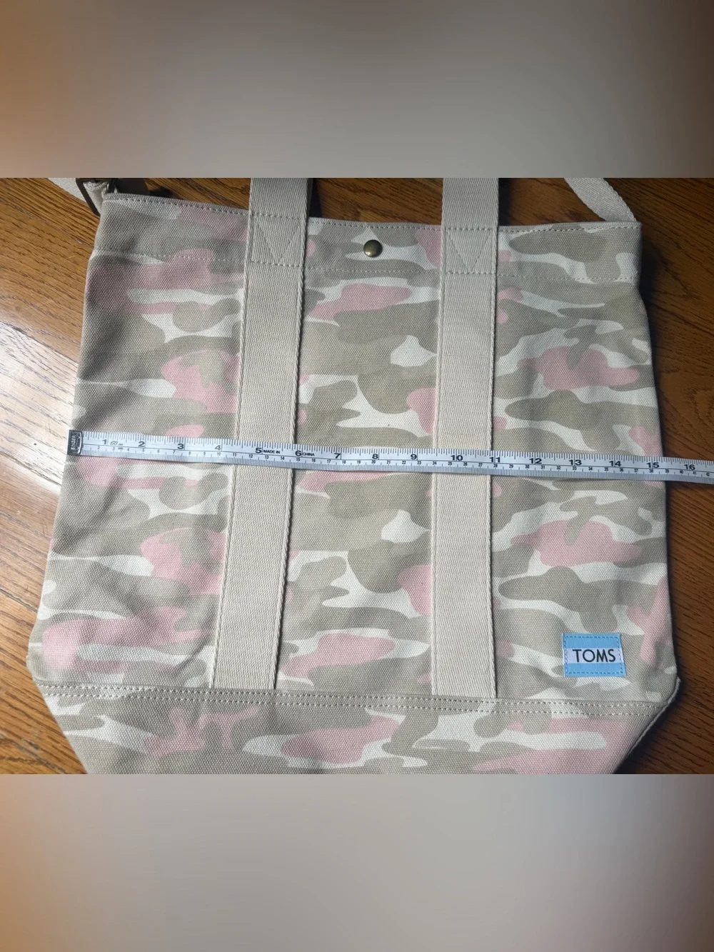 TOMS Pink Camo Canvas Crossbody Tote Bag Convertible Snap Top